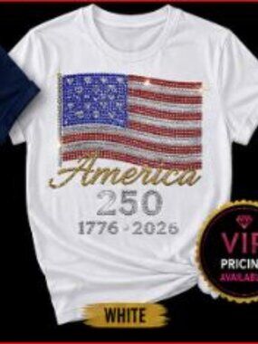 America 250 Years Rhinestone T-Shirt